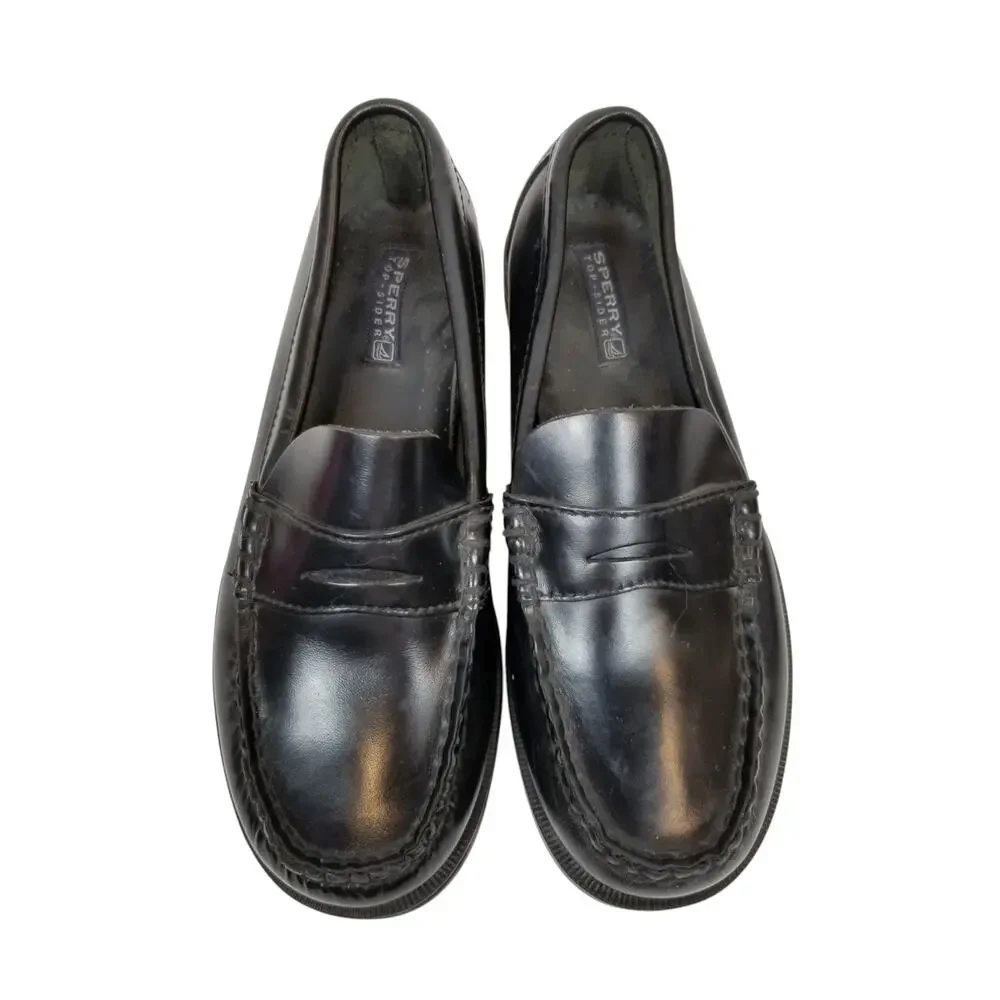 Sperry Colton Boys Black Penny Loafers Classic Preppy Size 3